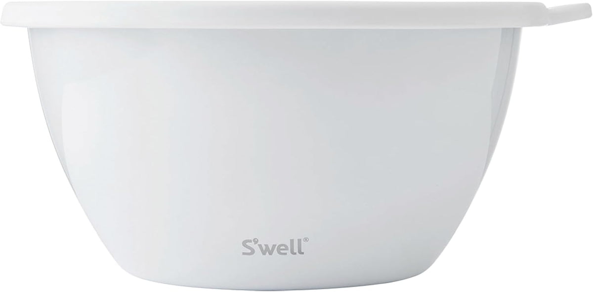 S'well Stainless Steel Salad Bowl Kit XL 184oz  Angel Food  Includes 5oz Canister For Dressing  Serving Utensils  and Removable Tray  Leakproof  Easy to Clean  Dishwasher and Refrigerator Safe