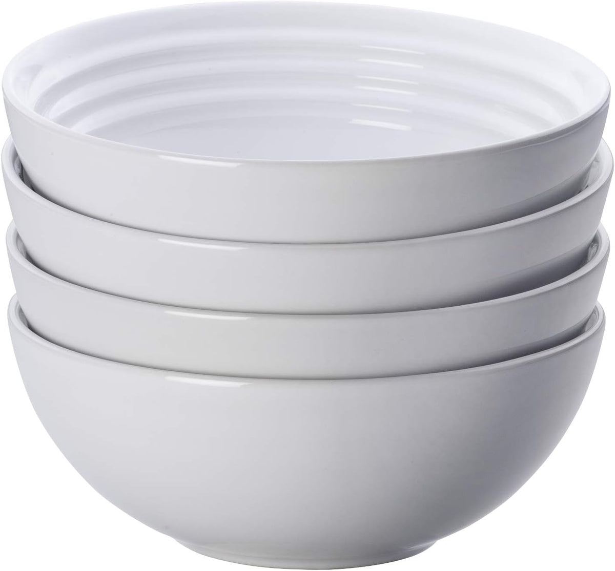 Le Creuset Stoneware Set of 4 Soup Bowls  22 oz. (6.25") each  White
