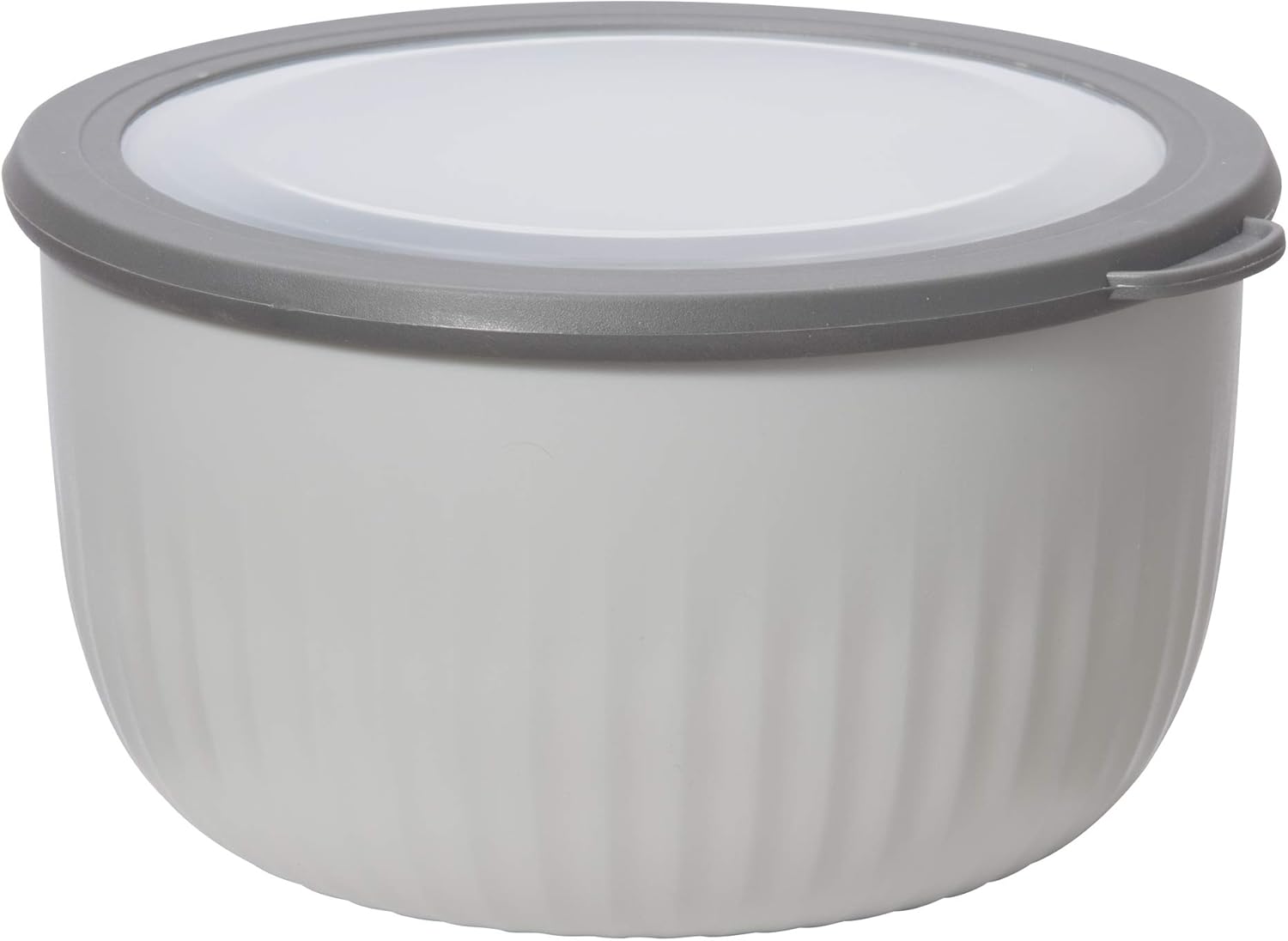 Oggi Prep  Store & Serve Plastic Bowl w/See-Thru Lid- Dishwasher  Microwave & Freezer Safe  (4 qt) Lt Gray w/Dk Gray Lid