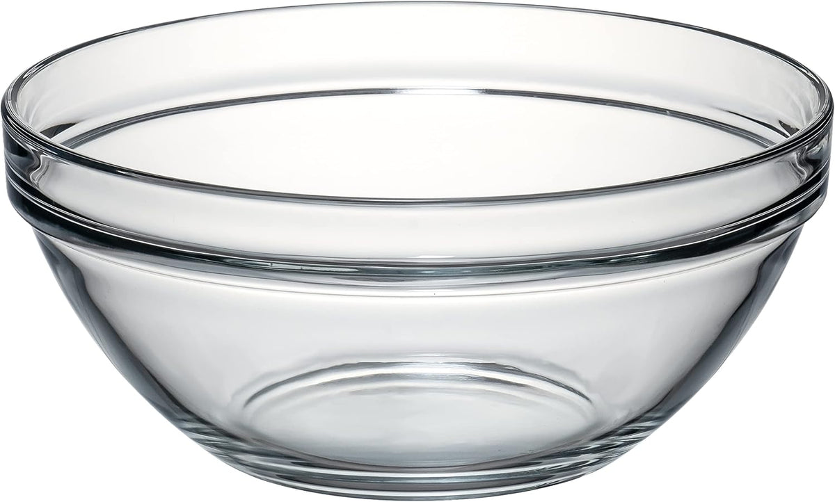 Red Co. 2.6 Quart Fully Tempered Clear Glass Mixing and Prepping Bowl with Safety Rim  Medium