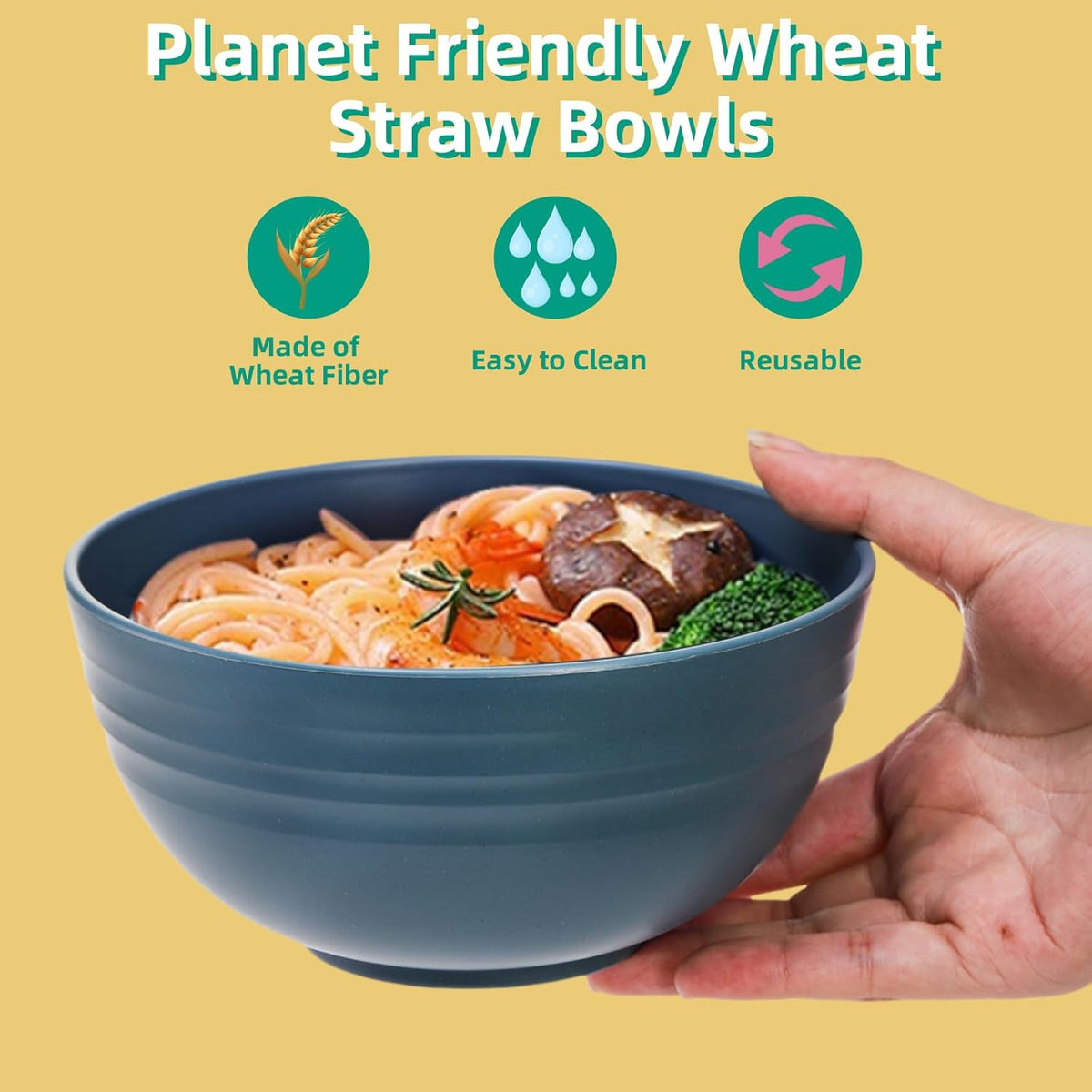 24 Pack Cereal Bowl  Unbreakable Wheat Straw Bowls  26 Oz Soup and Salad Bowl  Lightweight Kitchen Bowl Set  Plastic Bowls for Oatmeal  Ramen  Microwave and Dishwasher Safe