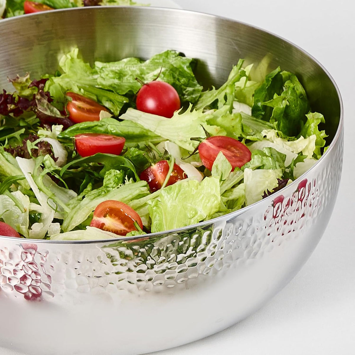 150oz Stainless Steel Hammered Salad Bowl  Large Fruit Popcorn Serving Bowl